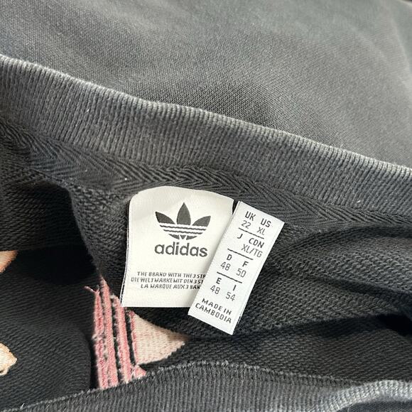 Adidas Originals Sweatshirt XL Black Oversized Trefoil Logo Colorful Graphic - Picture 3 of 4